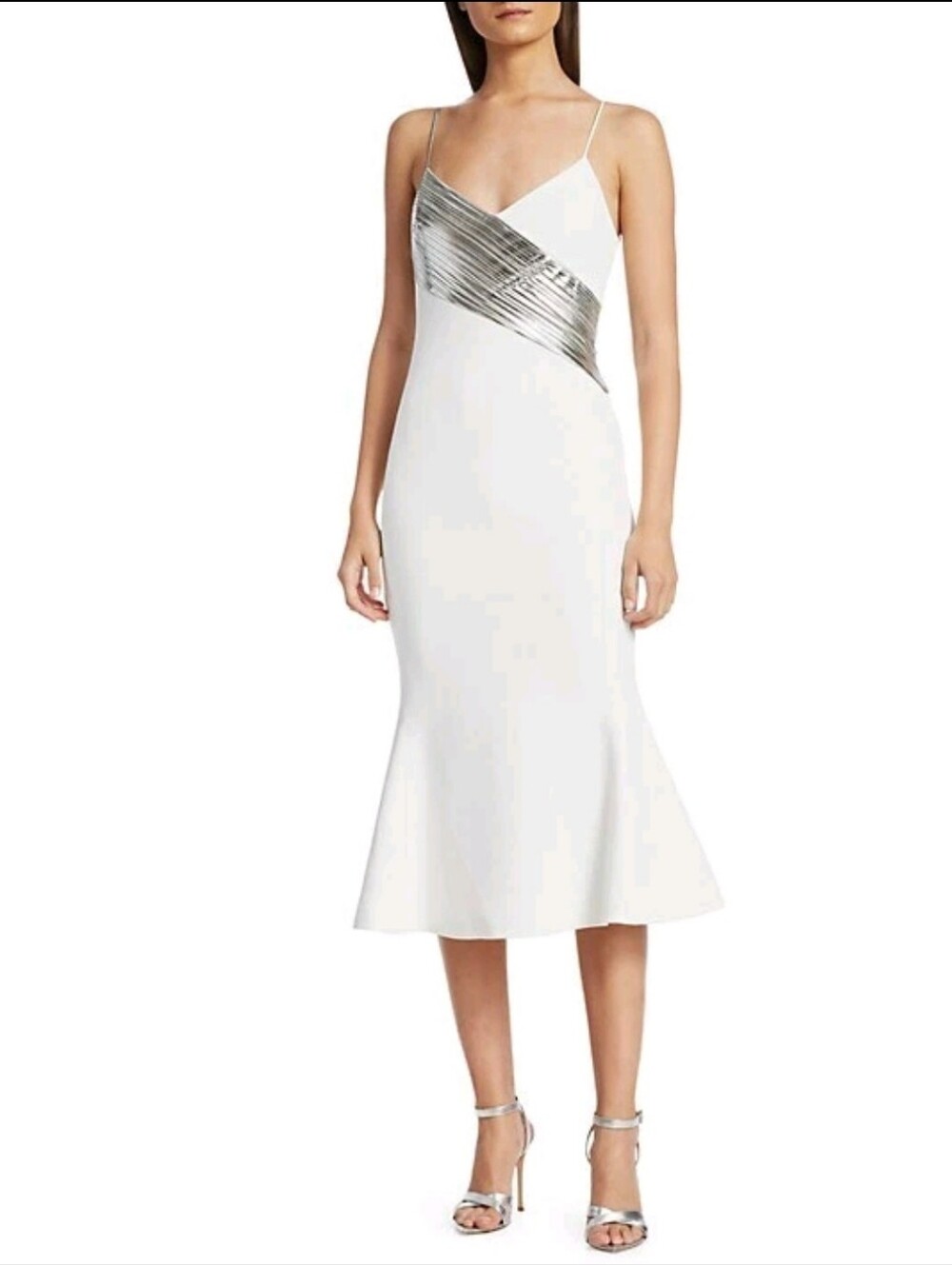 David Koma Wrapped Lamé Flounce Midi Dress Msrp $1495 US4/uk8/sm